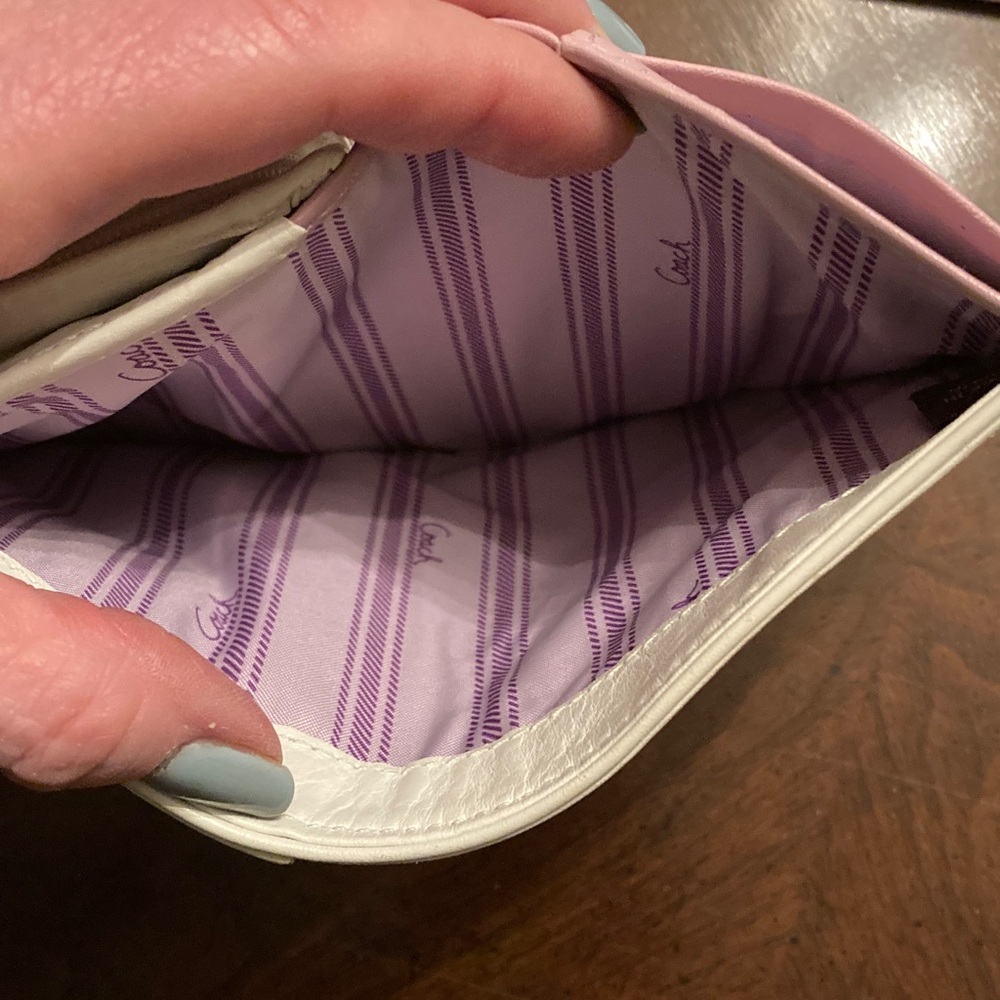 Coach EUC Penelope White Leather Clutch Wallet with Silver logo on front flap. - Picture 11 of 15